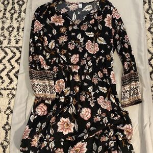 Pink and Black Floral Dress